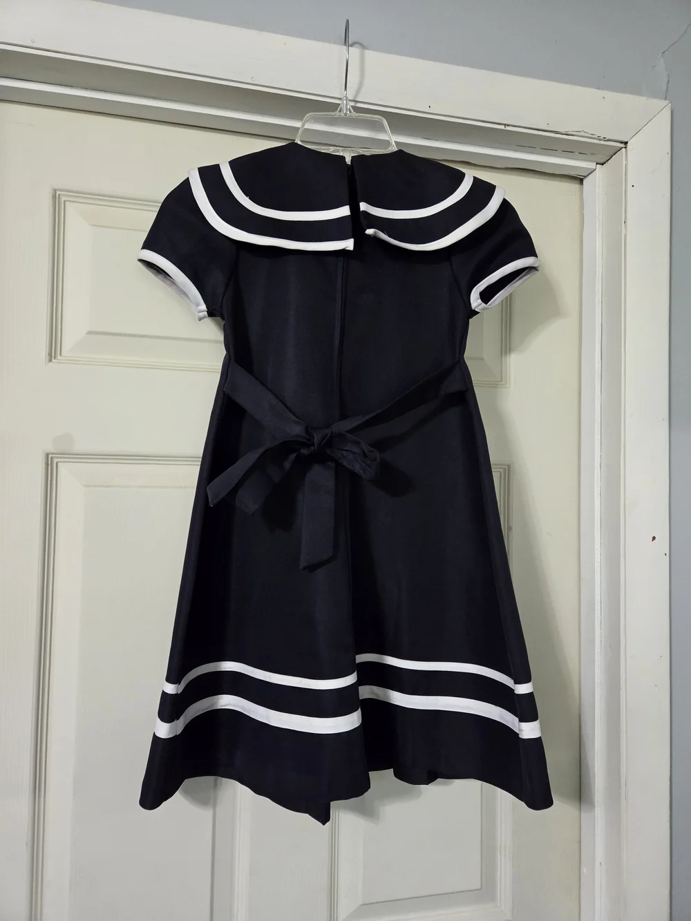 Rare Editions Girls Navy Blue Nautical Sailor Dress Pleated White Bow Trim